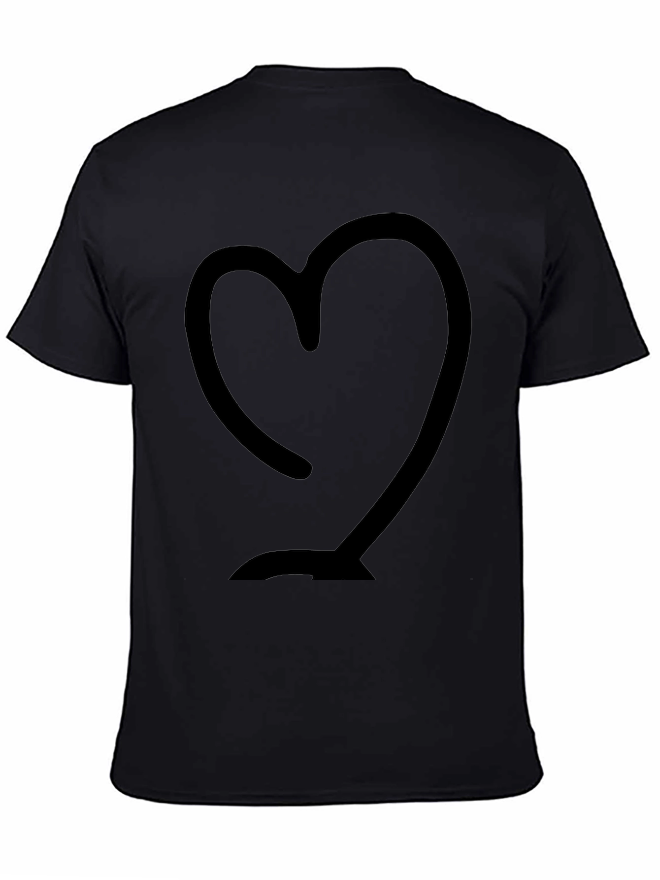 Heart Outline Graphic Black T-Shirt