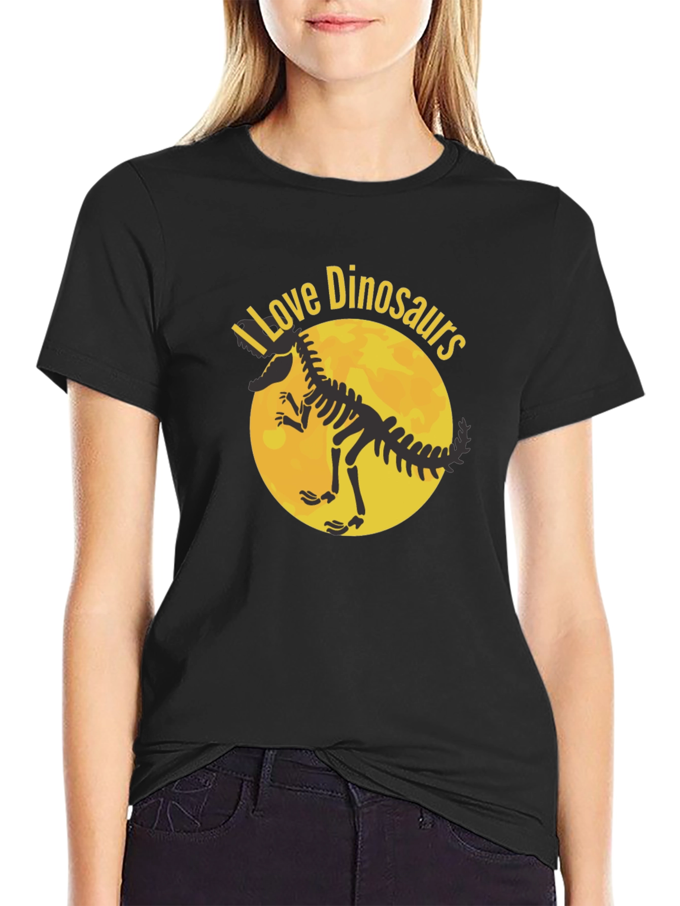 I Love Dinosaurs Graphic T-Shirt - Black