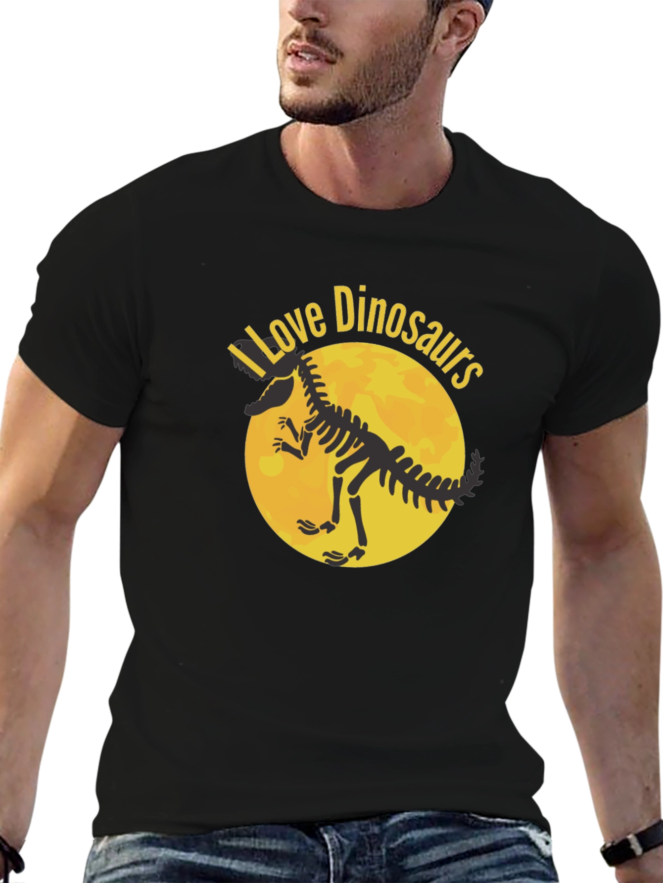 I Love Dinosaurs Graphic T-Shirt - Black