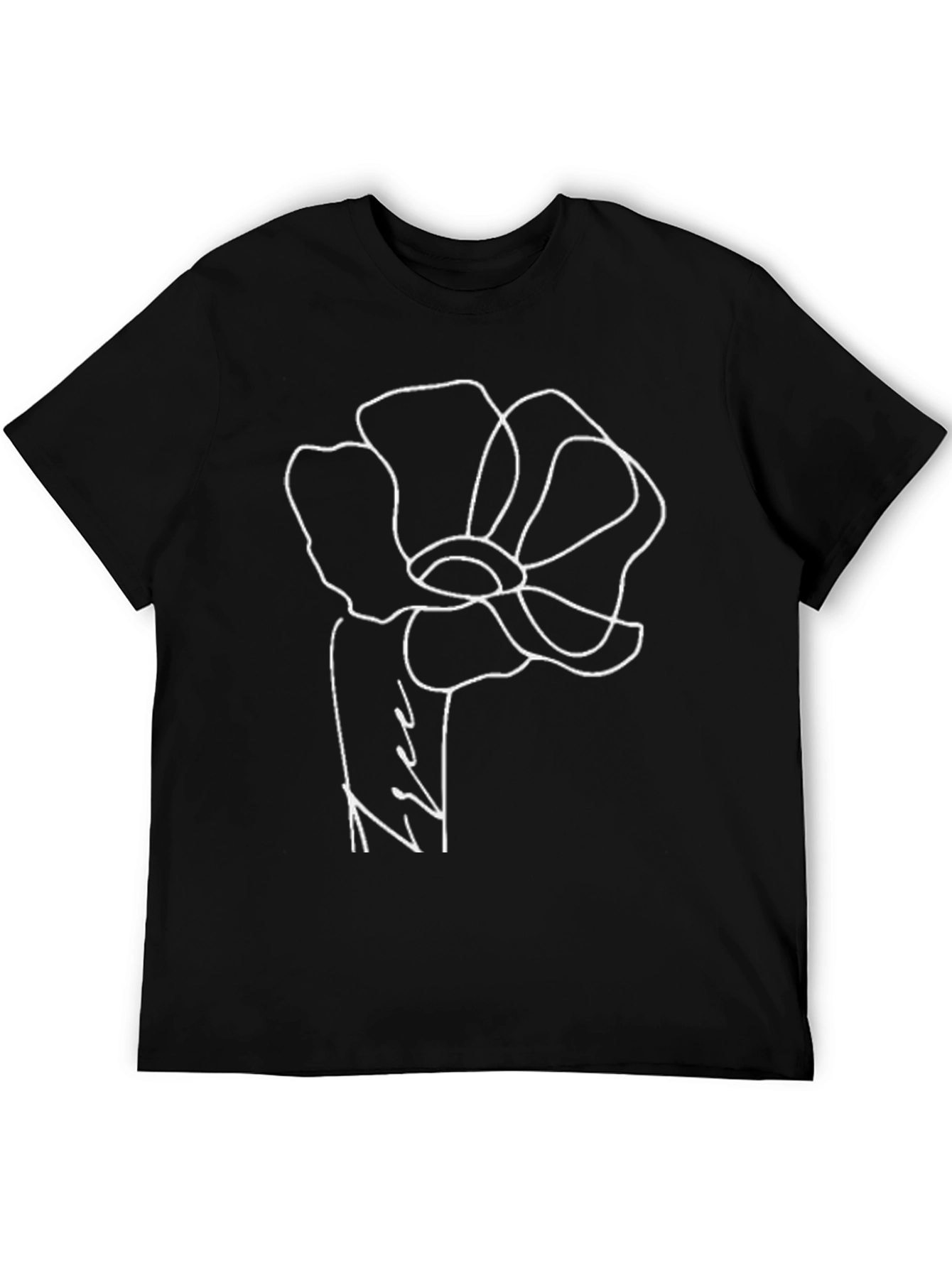 Minimalist Flower Graphic Black T-Shirt