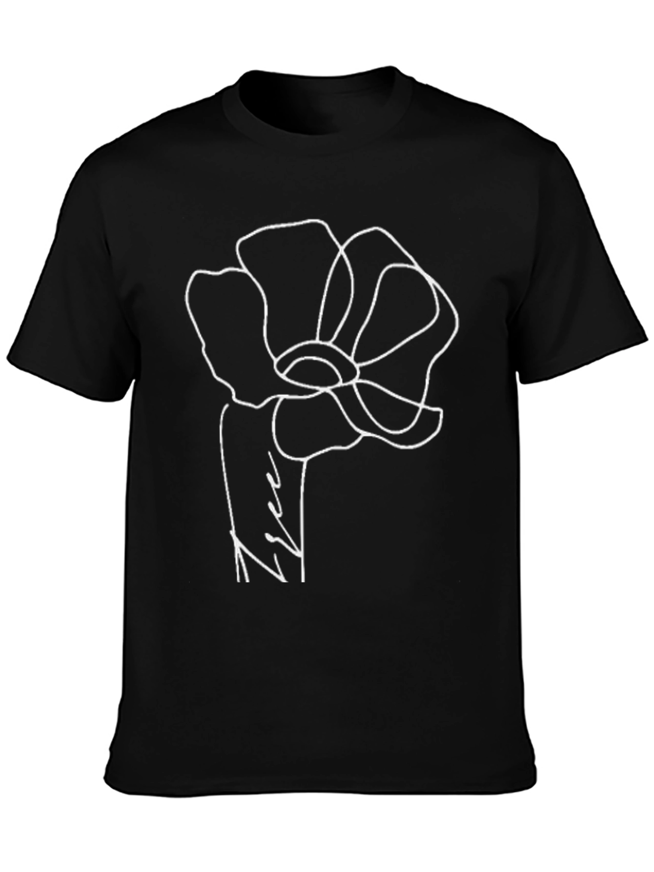 Minimalist Flower Graphic Black T-Shirt