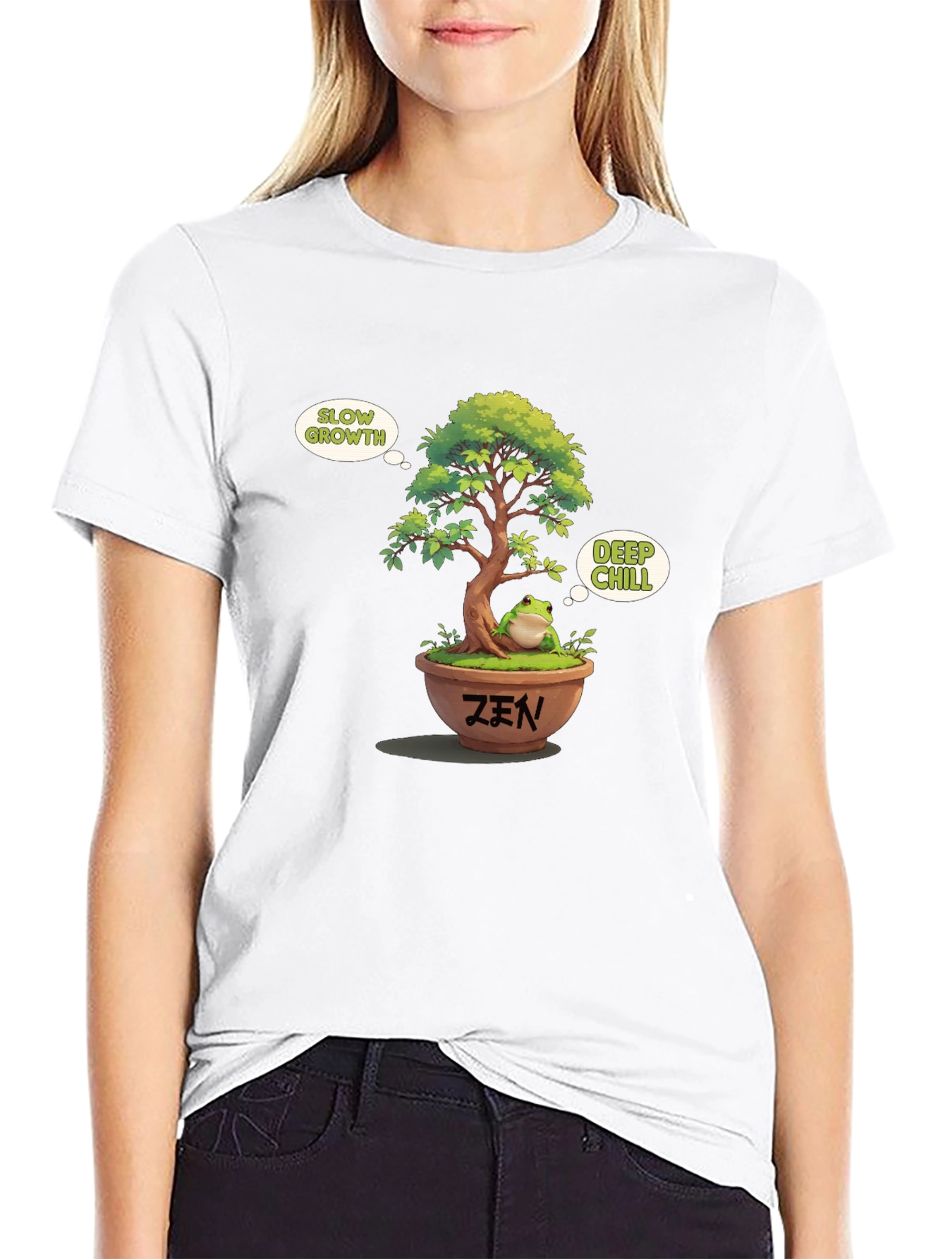 Zen Frog Bonsai Black T-Shirt