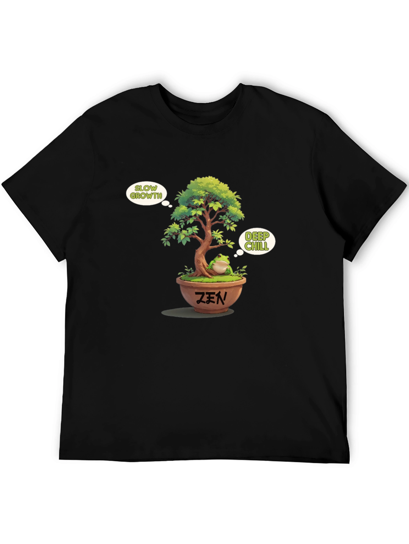 Zen Frog Bonsai Black T-Shirt
