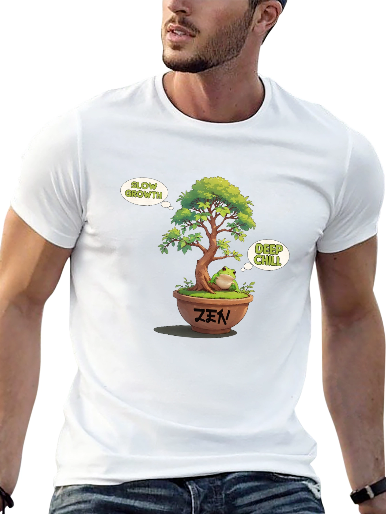 Zen Frog Bonsai Black T-Shirt