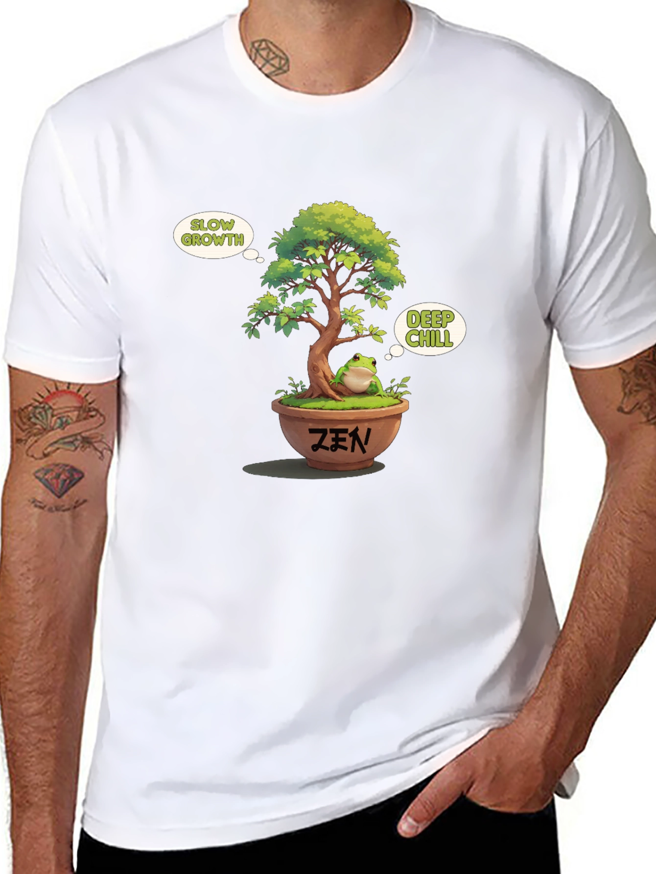 Zen Frog Bonsai Black T-Shirt