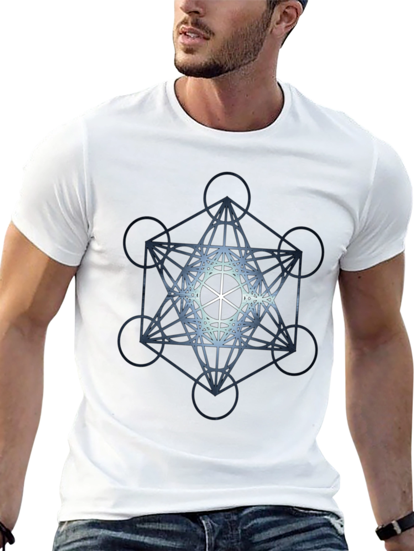 Metatron Cube Graphic Tee - Geometric Sacred Symbol Shirt