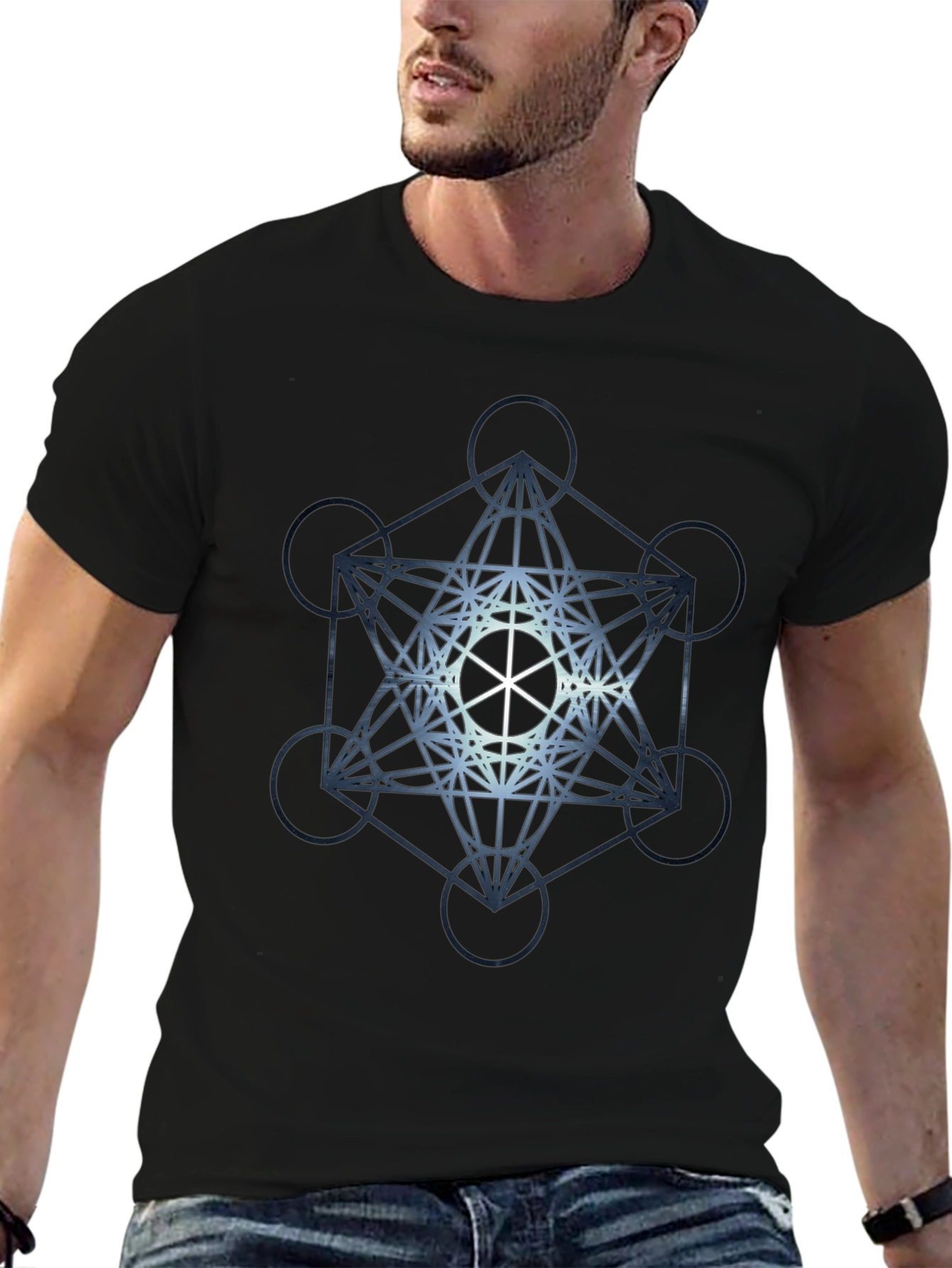 Metatron Cube Graphic Tee - Geometric Sacred Symbol Shirt
