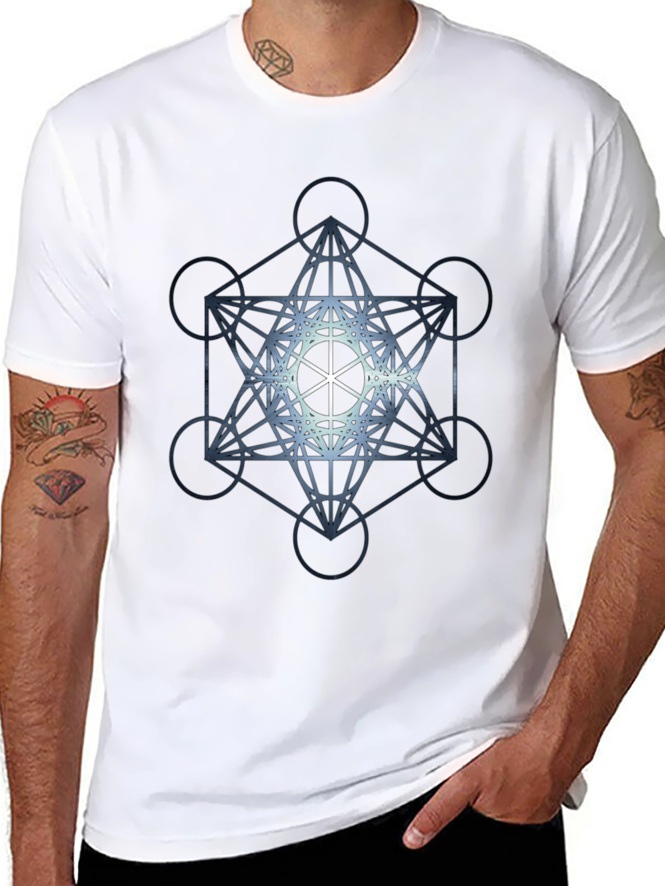 Metatron Cube Graphic Tee - Geometric Sacred Symbol Shirt