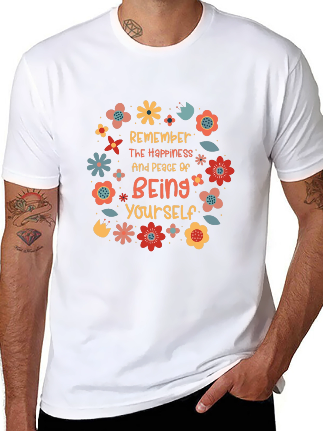 Remember Happiness Tee - Floral Positive Vibes