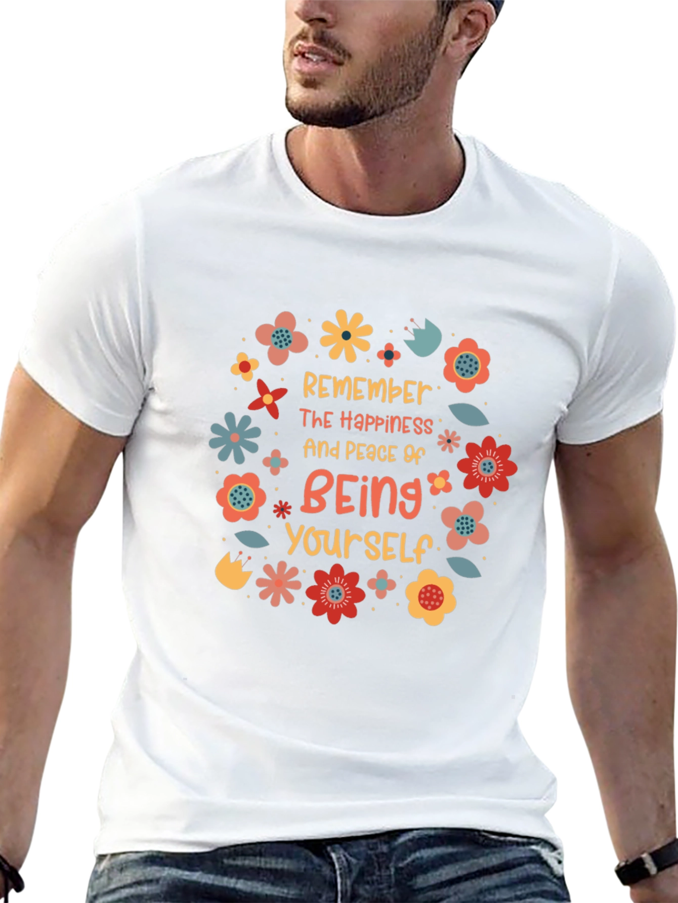 Remember Happiness Tee - Floral Positive Vibes