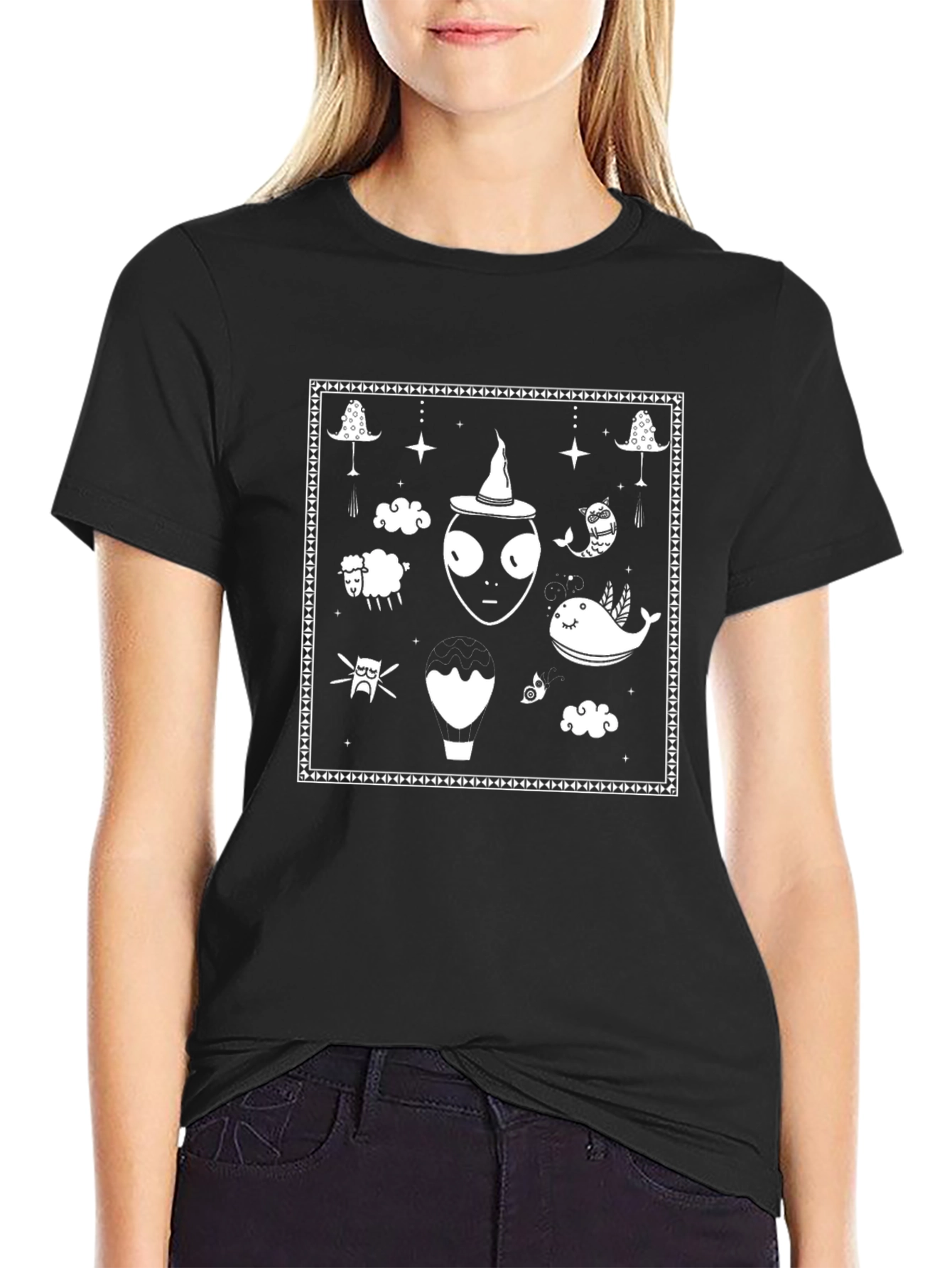 Unique Graphic Tee - Alien & Whimsical Design