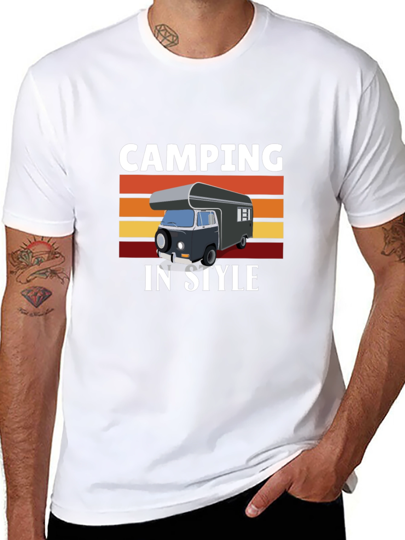 Camping In Style Graphic Tee - Camper Van T-Shirt