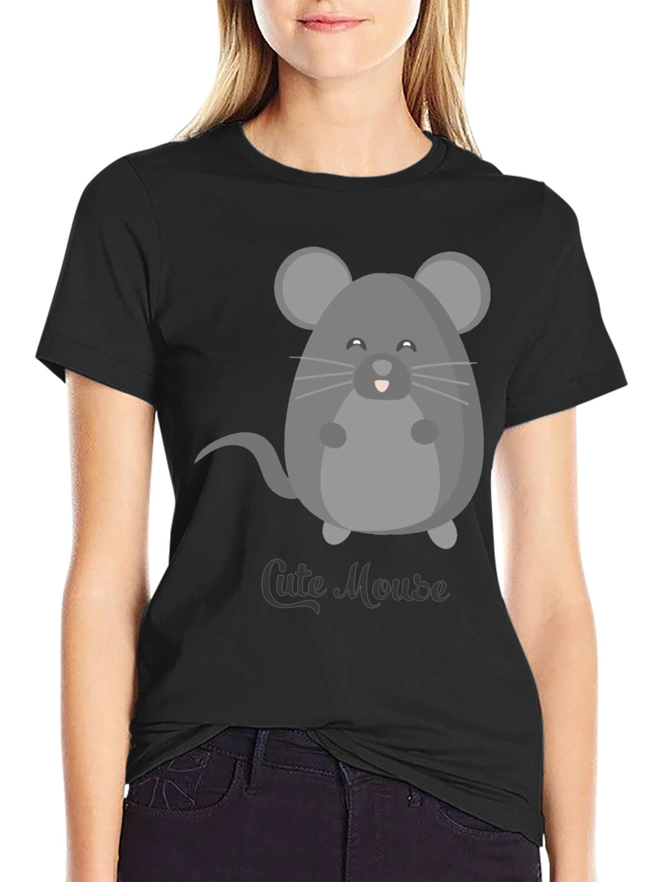 Cute Mouse Graphic Tee - Mens Black T-Shirt