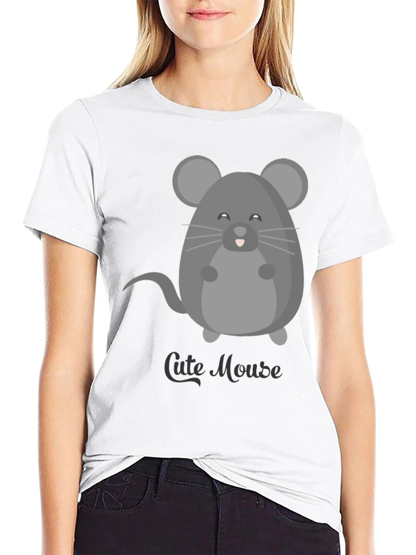 Cute Mouse Graphic Tee - Mens Black T-Shirt