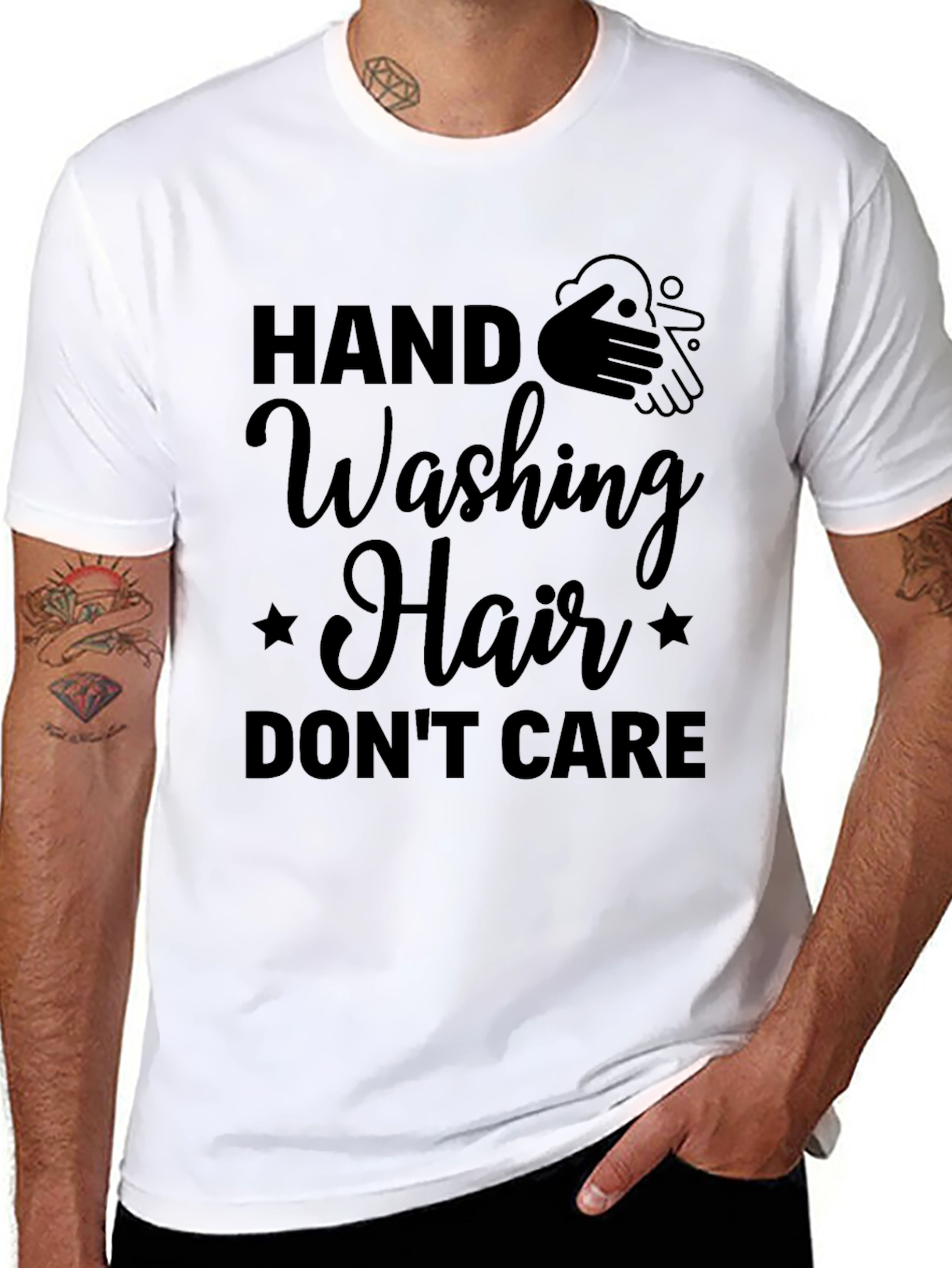 Hand Washing Hair Dont Care Black T-Shirt