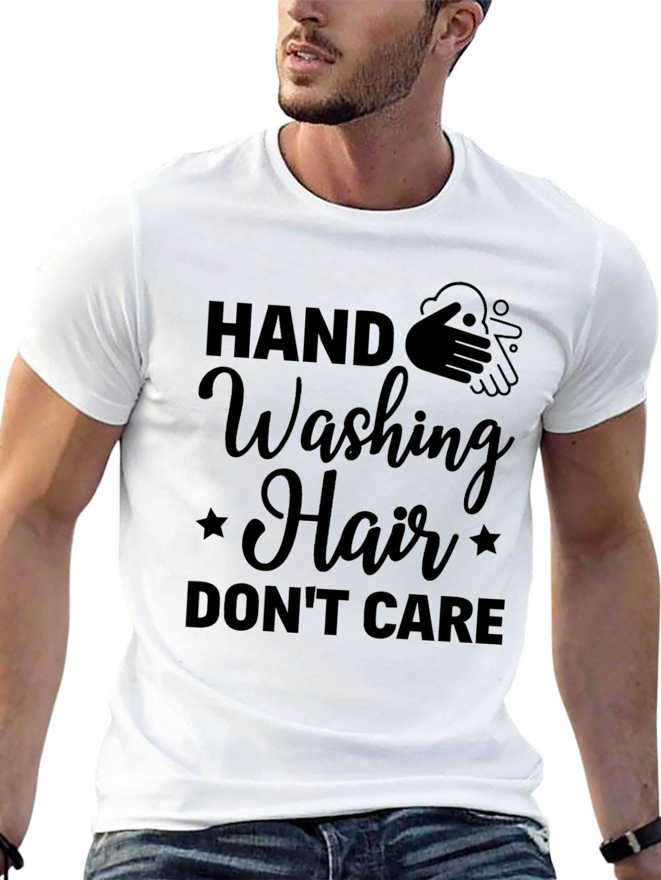 Hand Washing Hair Dont Care Black T-Shirt
