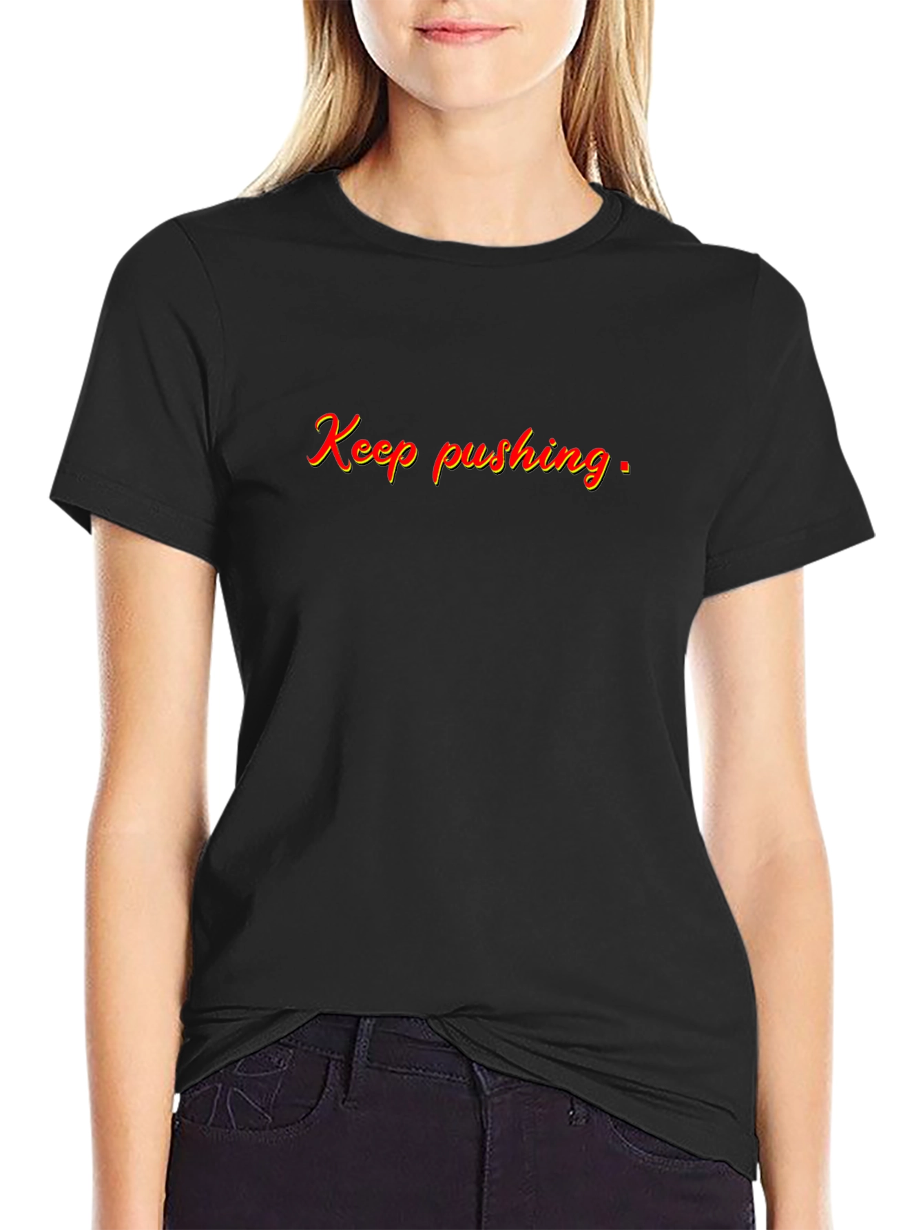 Keep Pushing Black Graphic Tee