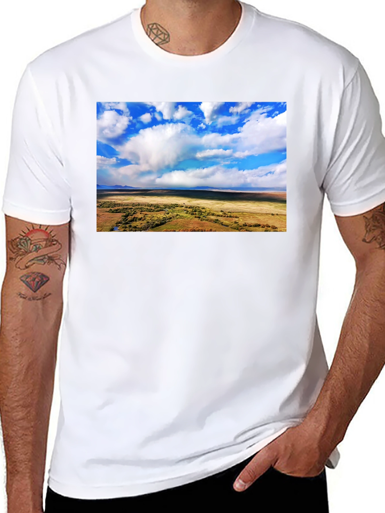 Landscape Graphic Tee - Black Cotton T-Shirt