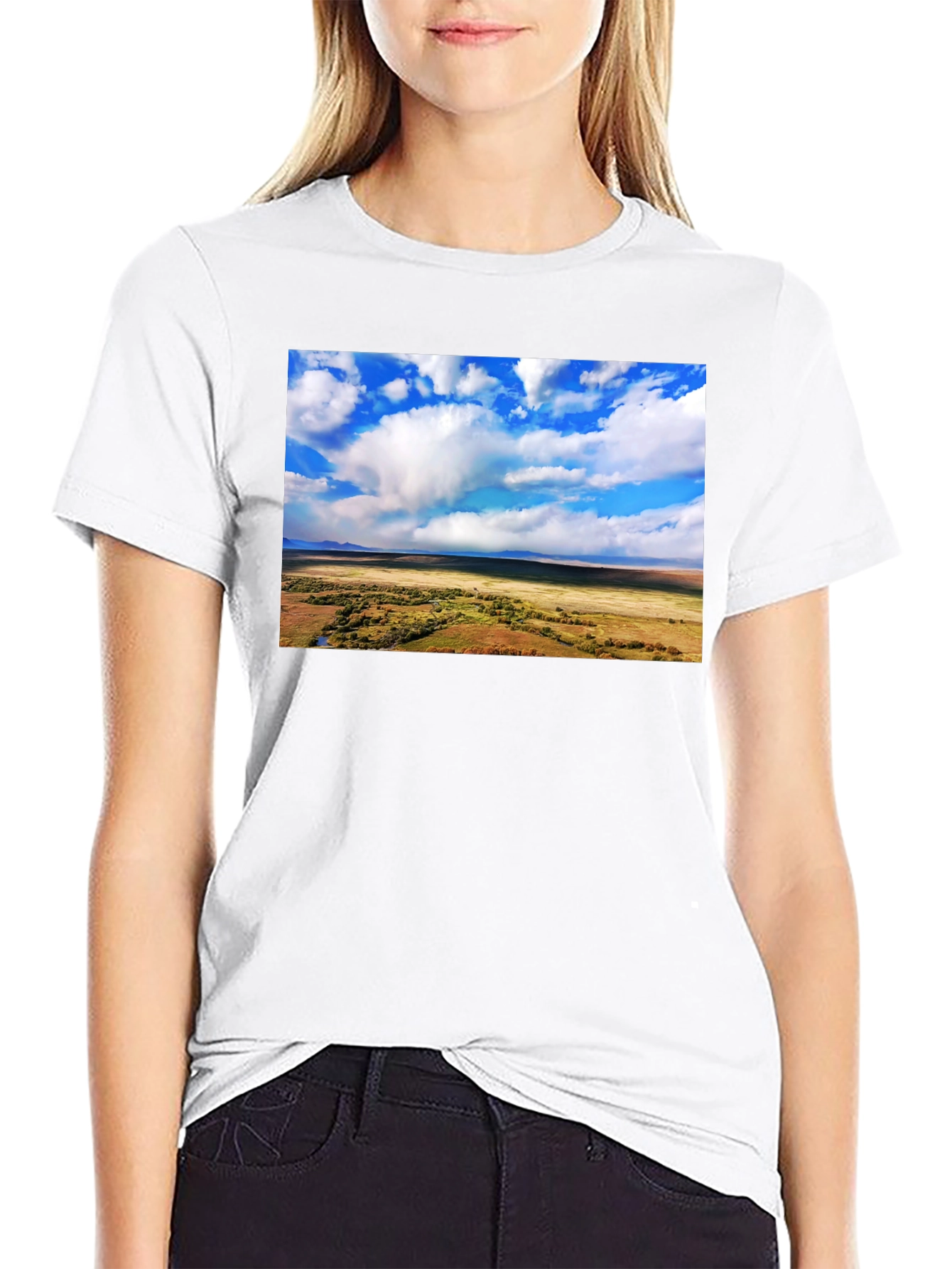 Landscape Graphic Tee - Black Cotton T-Shirt