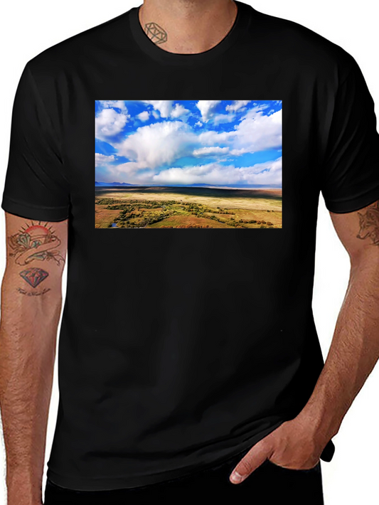 Landscape Graphic Tee - Black Cotton T-Shirt
