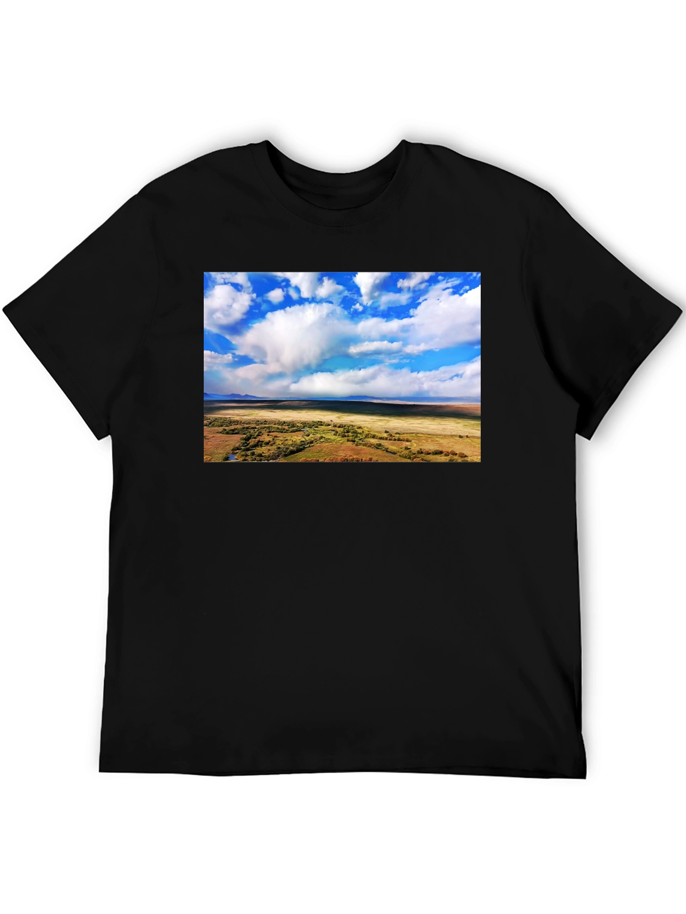 Landscape Graphic Tee - Black Cotton T-Shirt