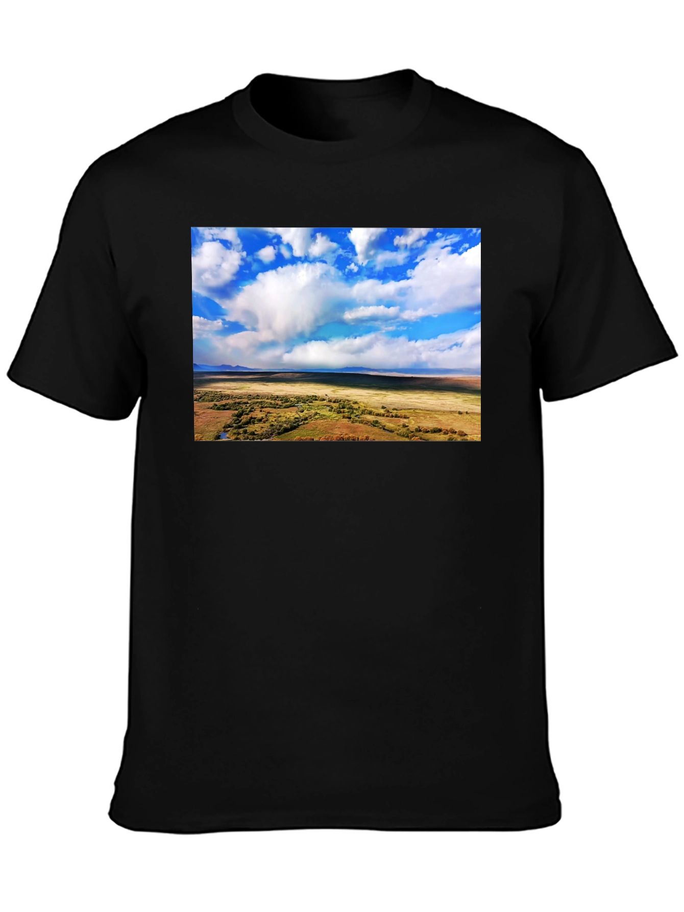 Landscape Graphic Tee - Black Cotton T-Shirt