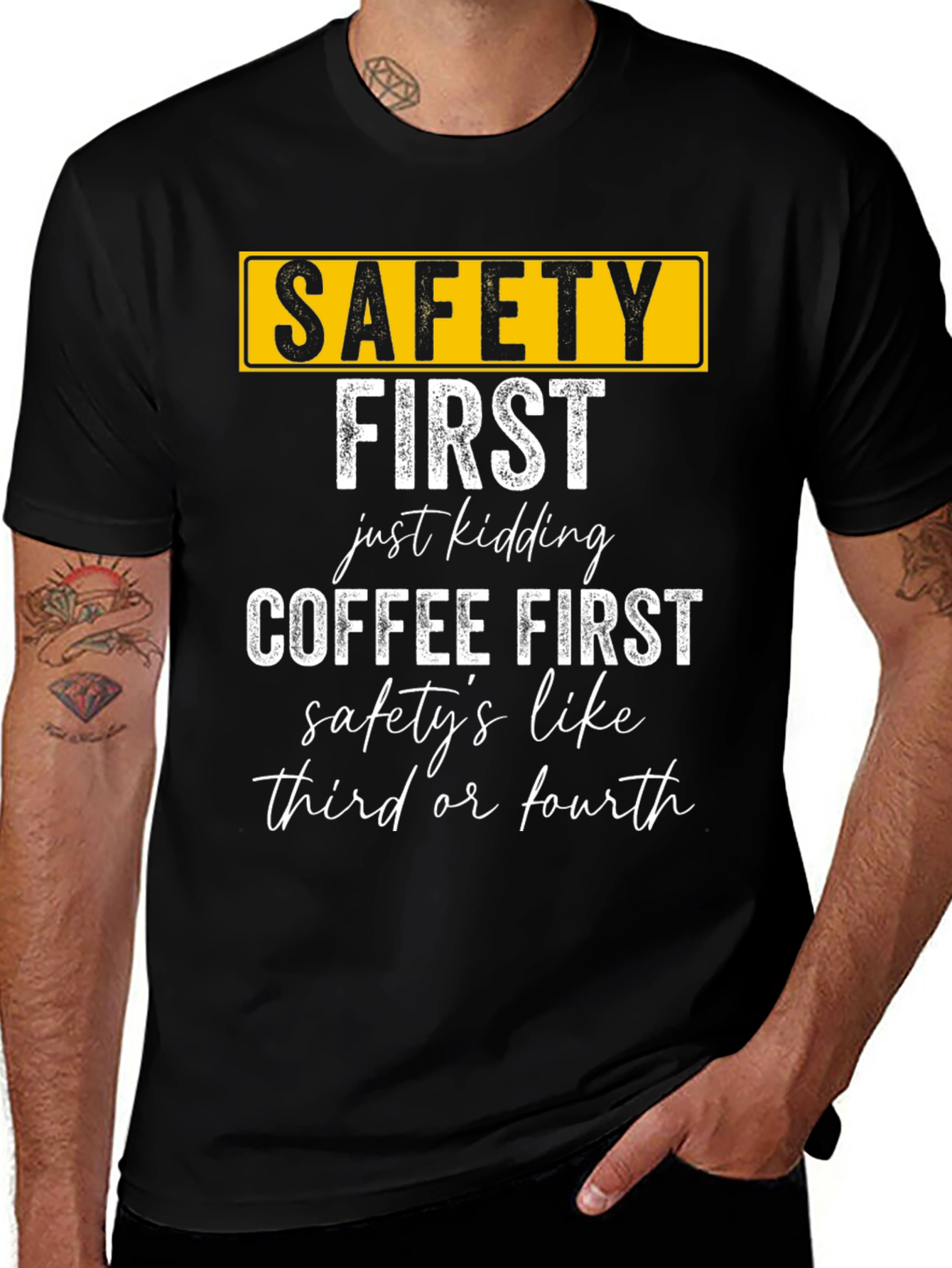 Safety Then Coffee Graphic T-Shirt