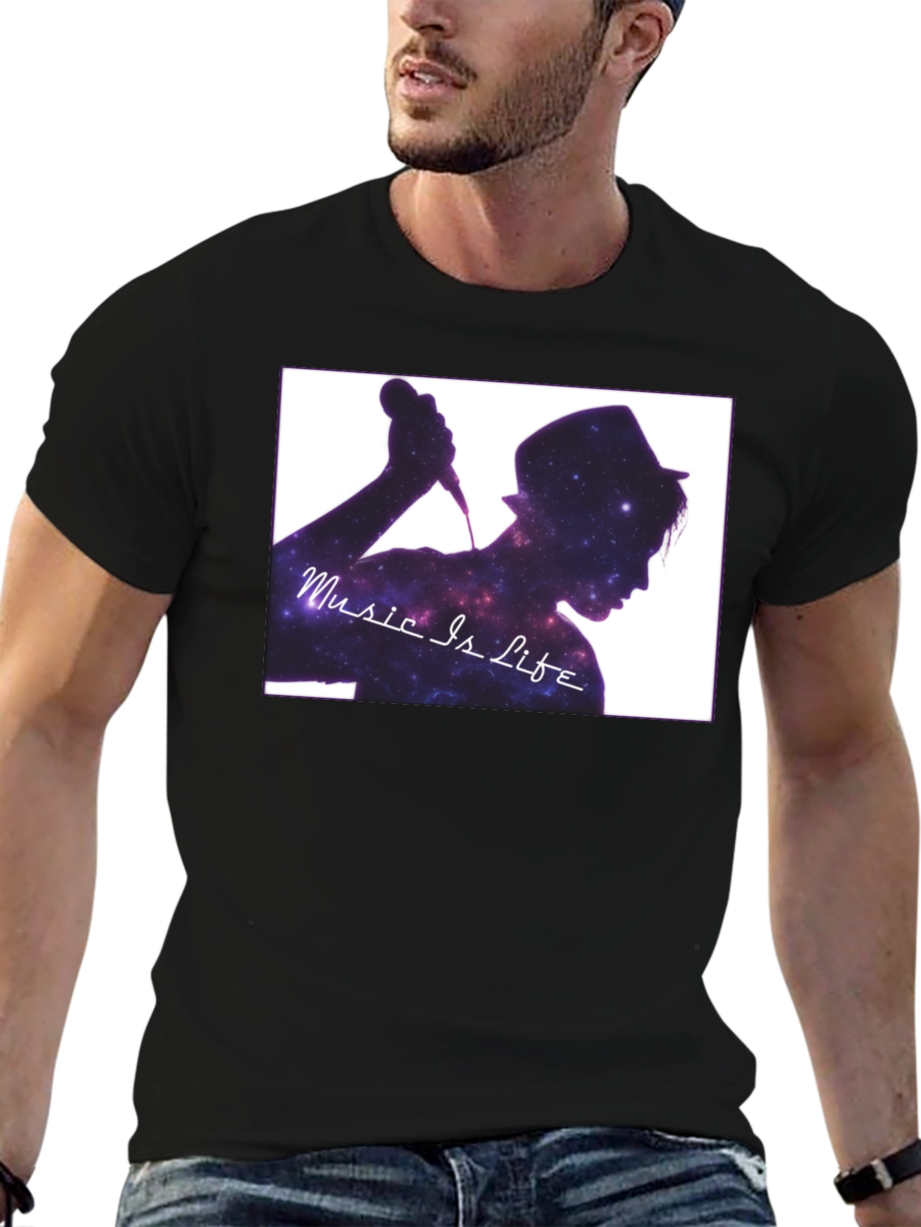 Music is Life Galaxy Graphic T-Shirt
