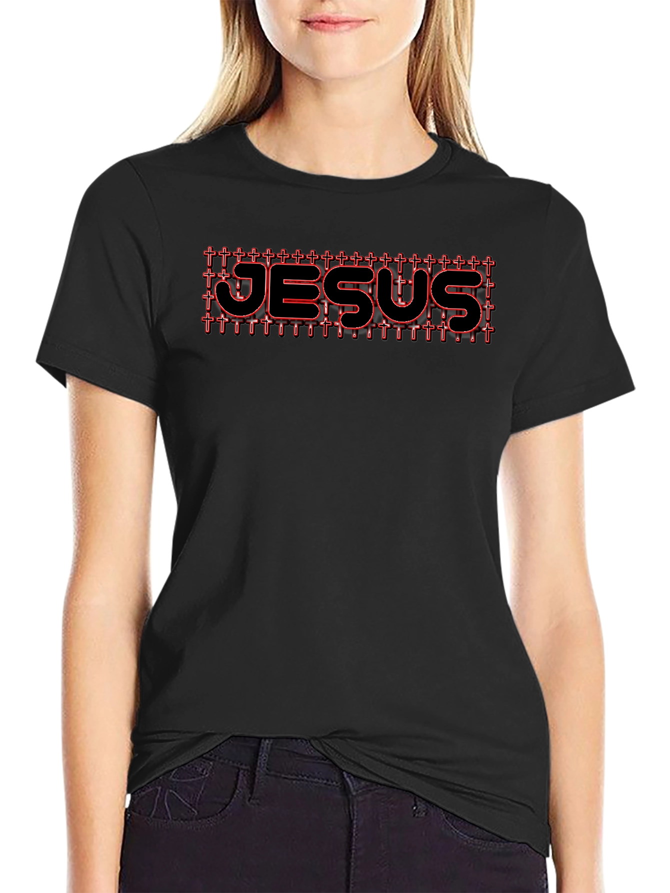 Jesus Cross T-Shirt Black Christian Graphic Tee