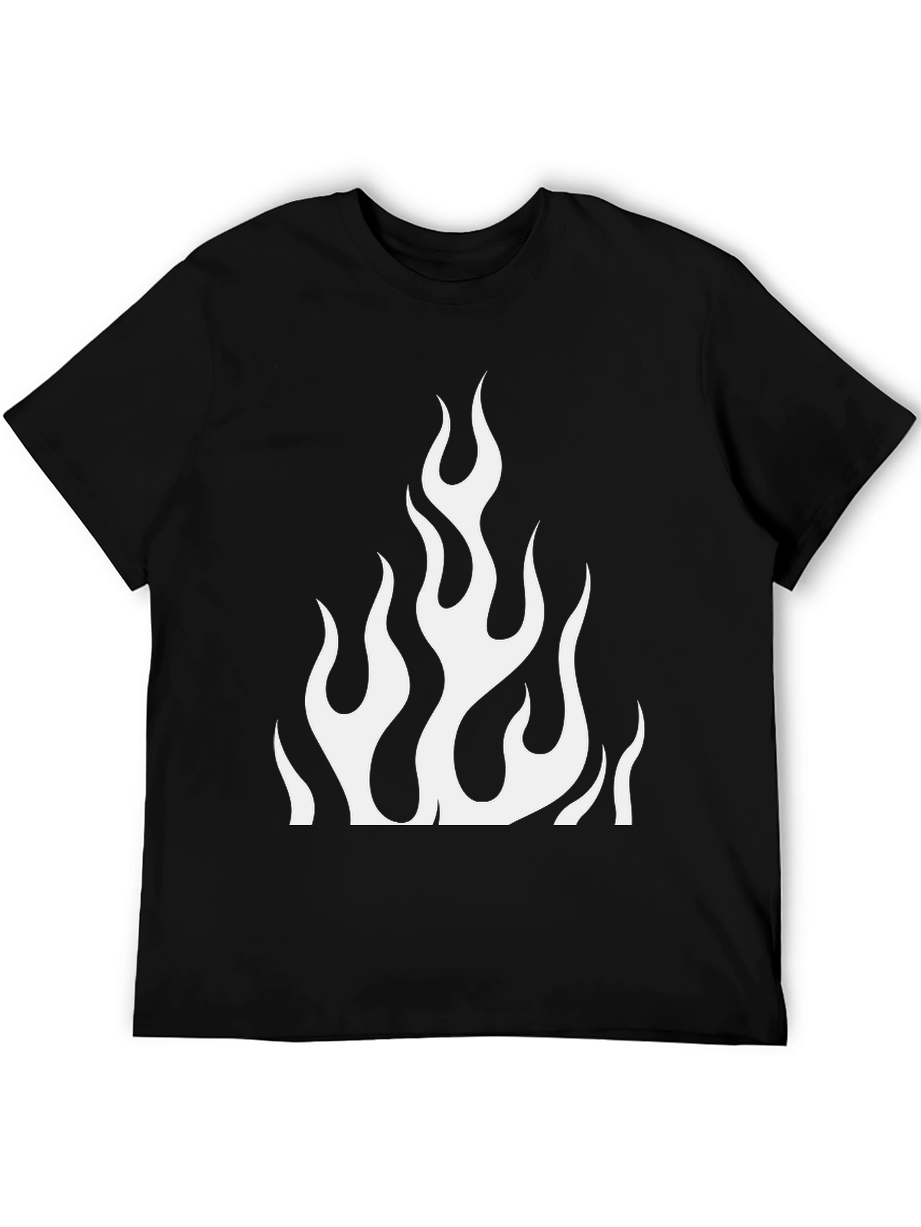 Cool Black T-Shirt with White Flames