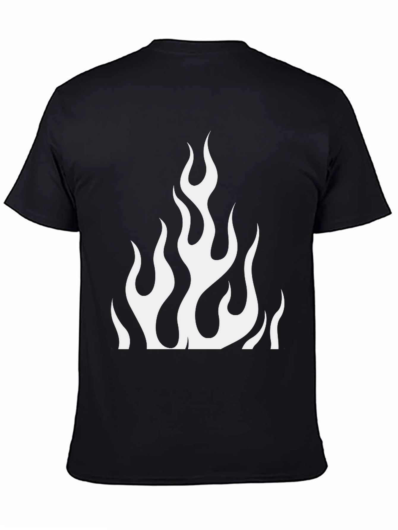 Cool Black T-Shirt with White Flames