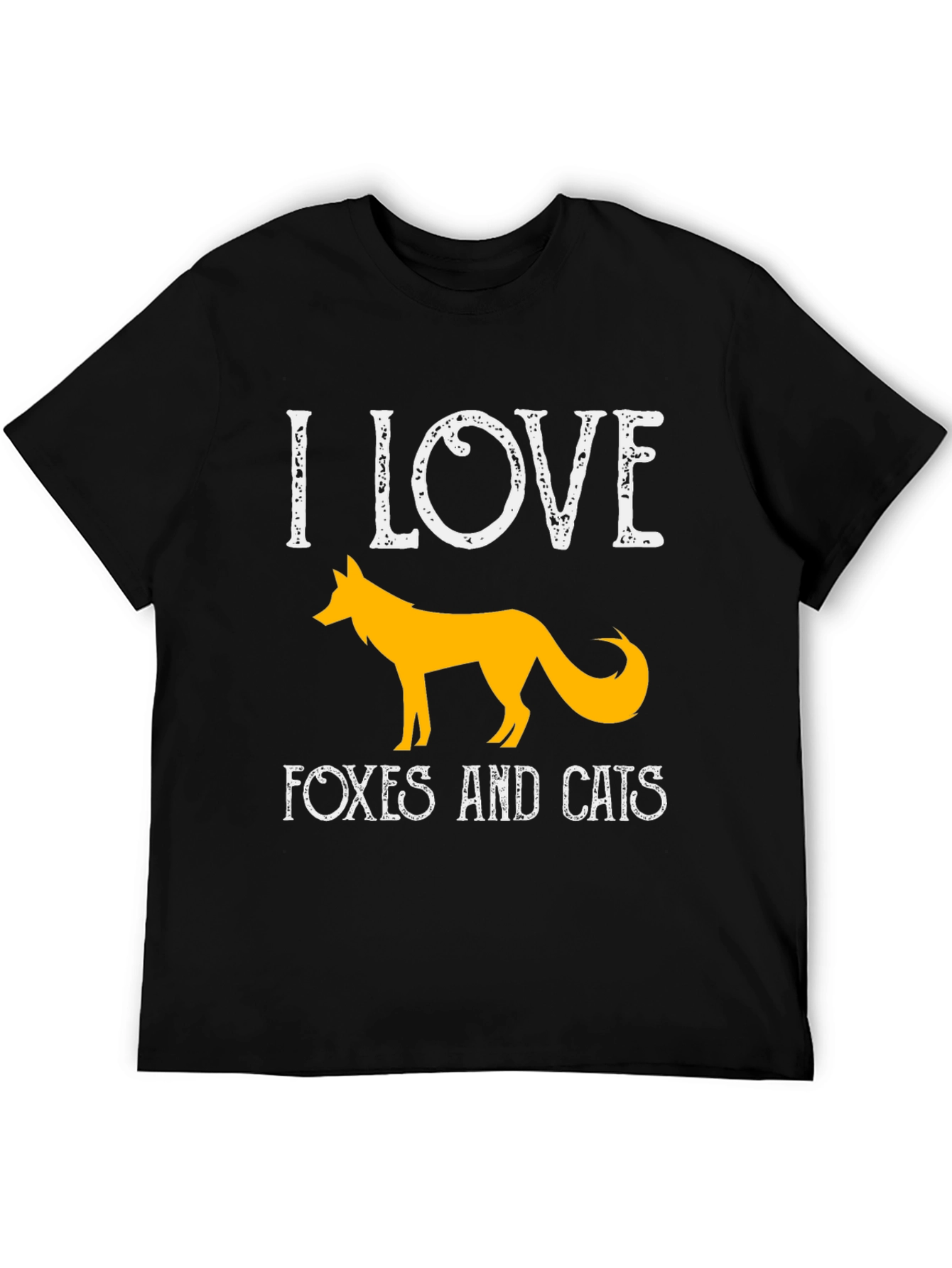I Love Foxes And Cats Black T-Shirt