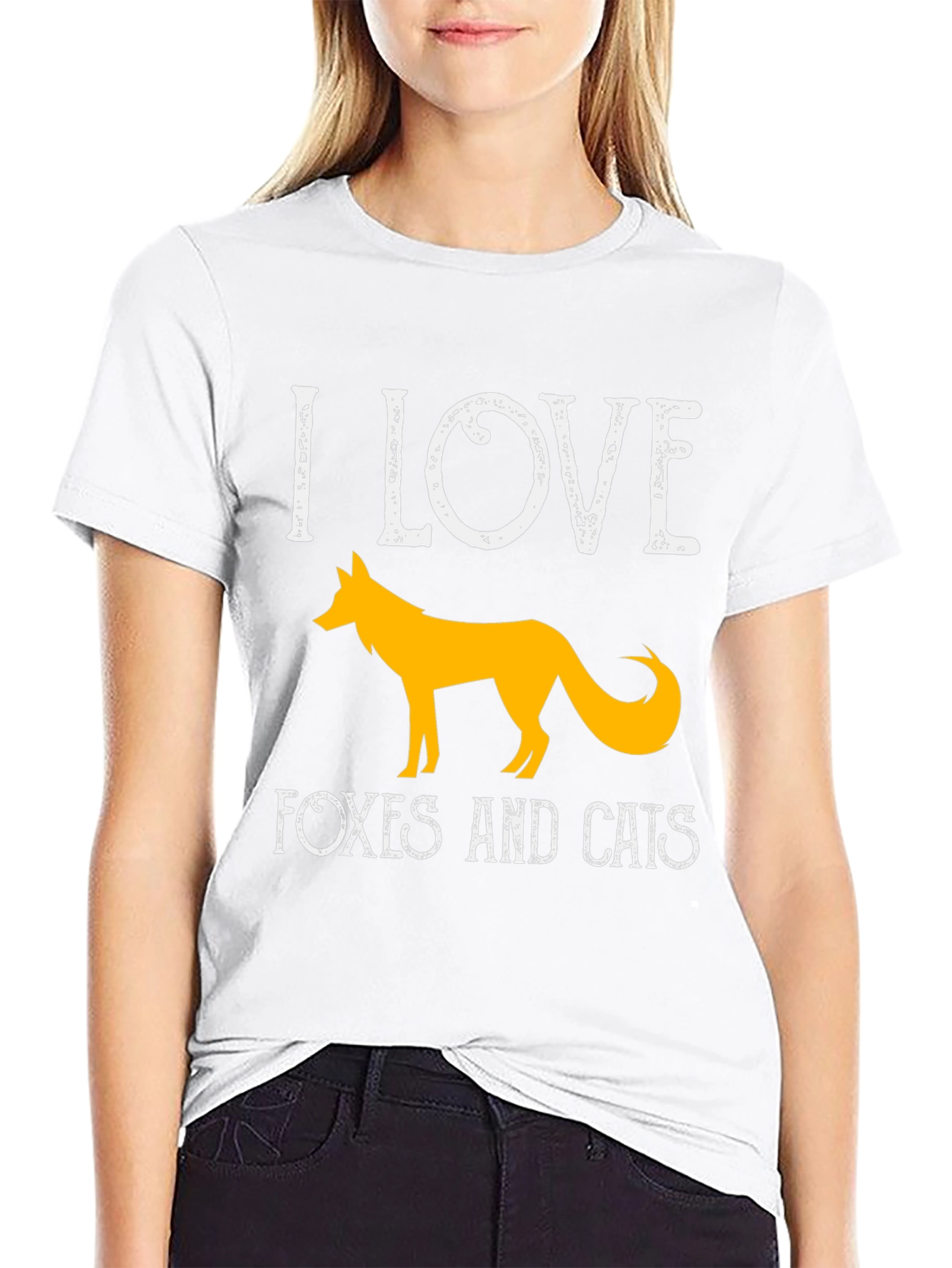 I Love Foxes And Cats Black T-Shirt