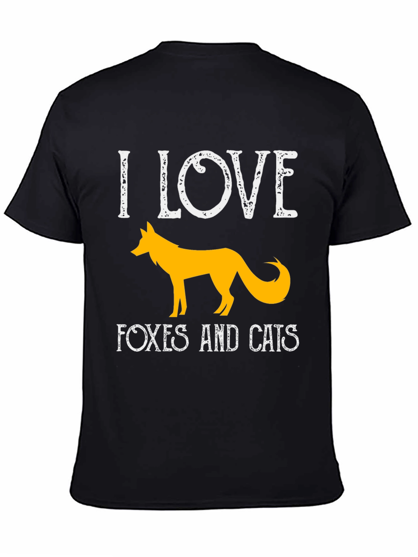 I Love Foxes And Cats Black T-Shirt