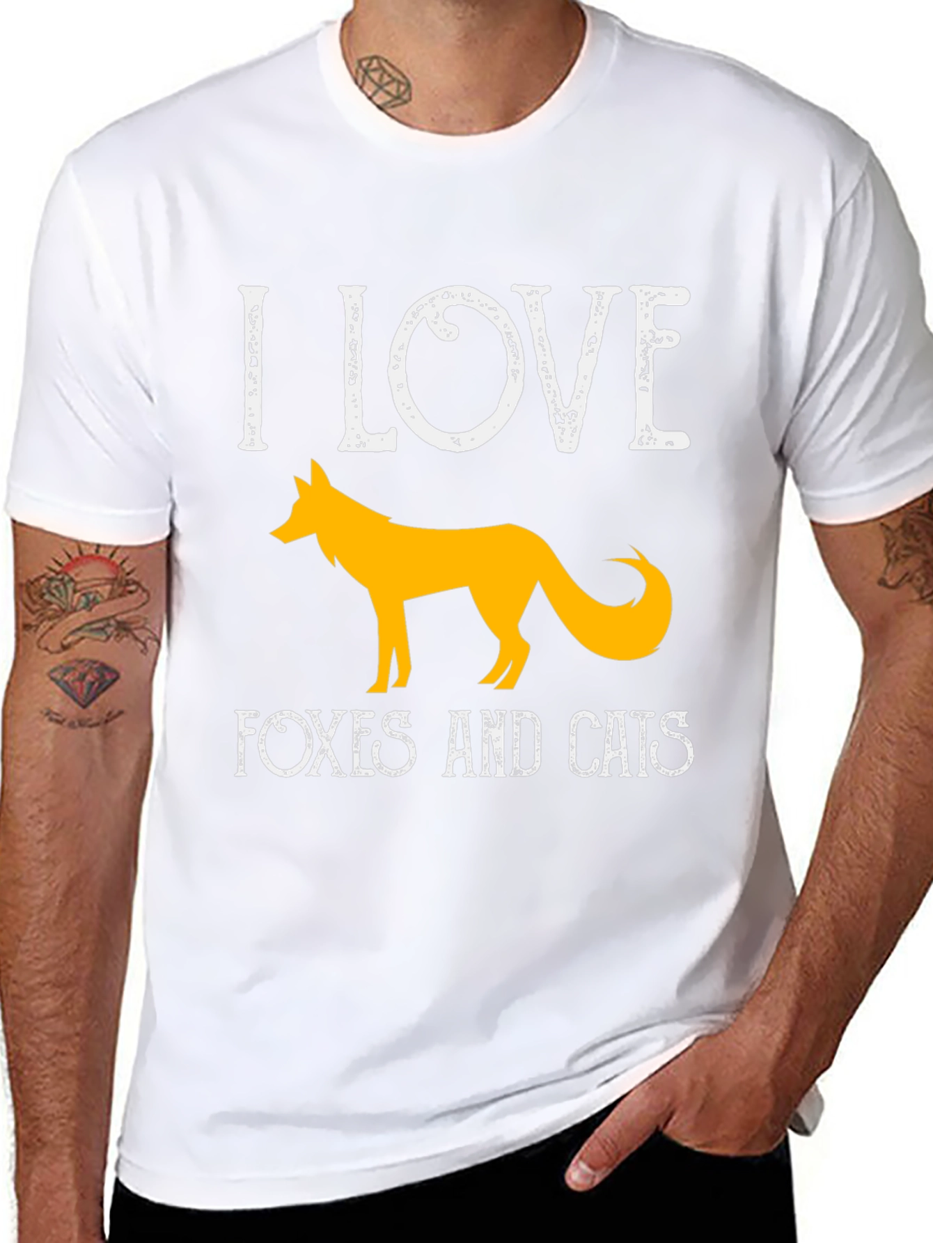I Love Foxes And Cats Black T-Shirt