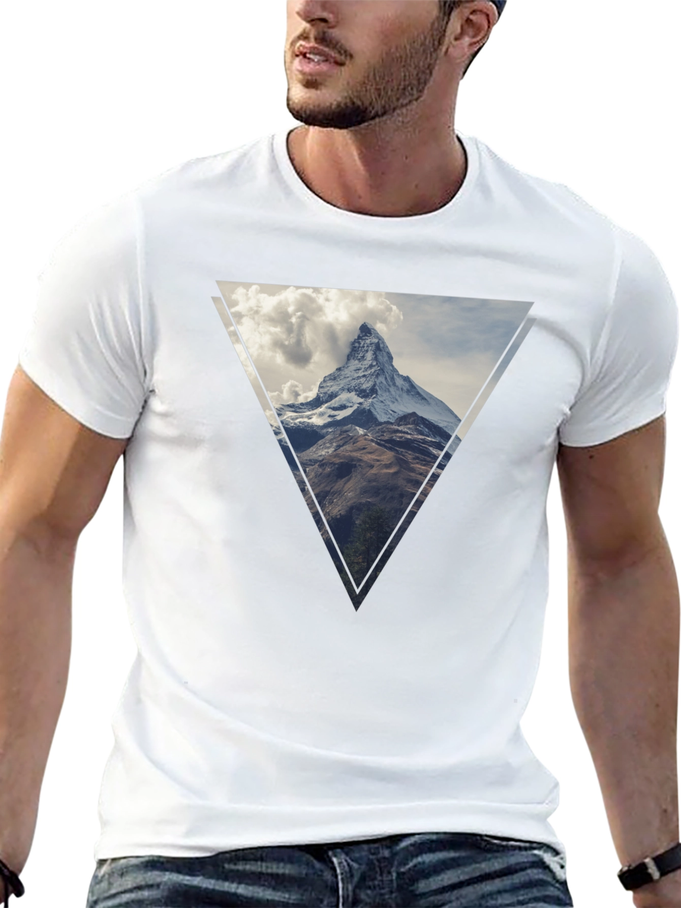 Mountain Peak Triangle Graphic Tee - Black
