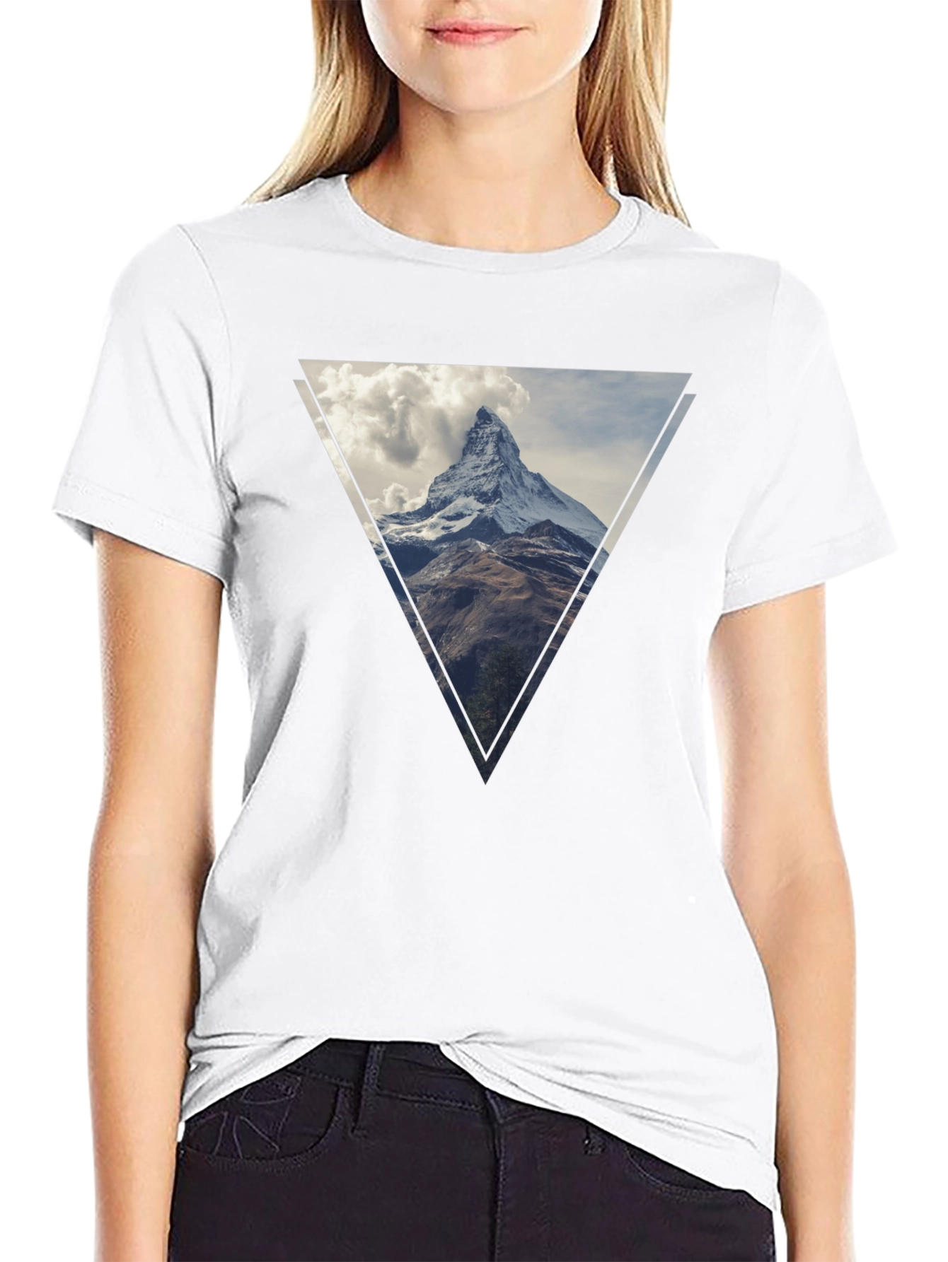 Mountain Peak Triangle Graphic Tee - Black