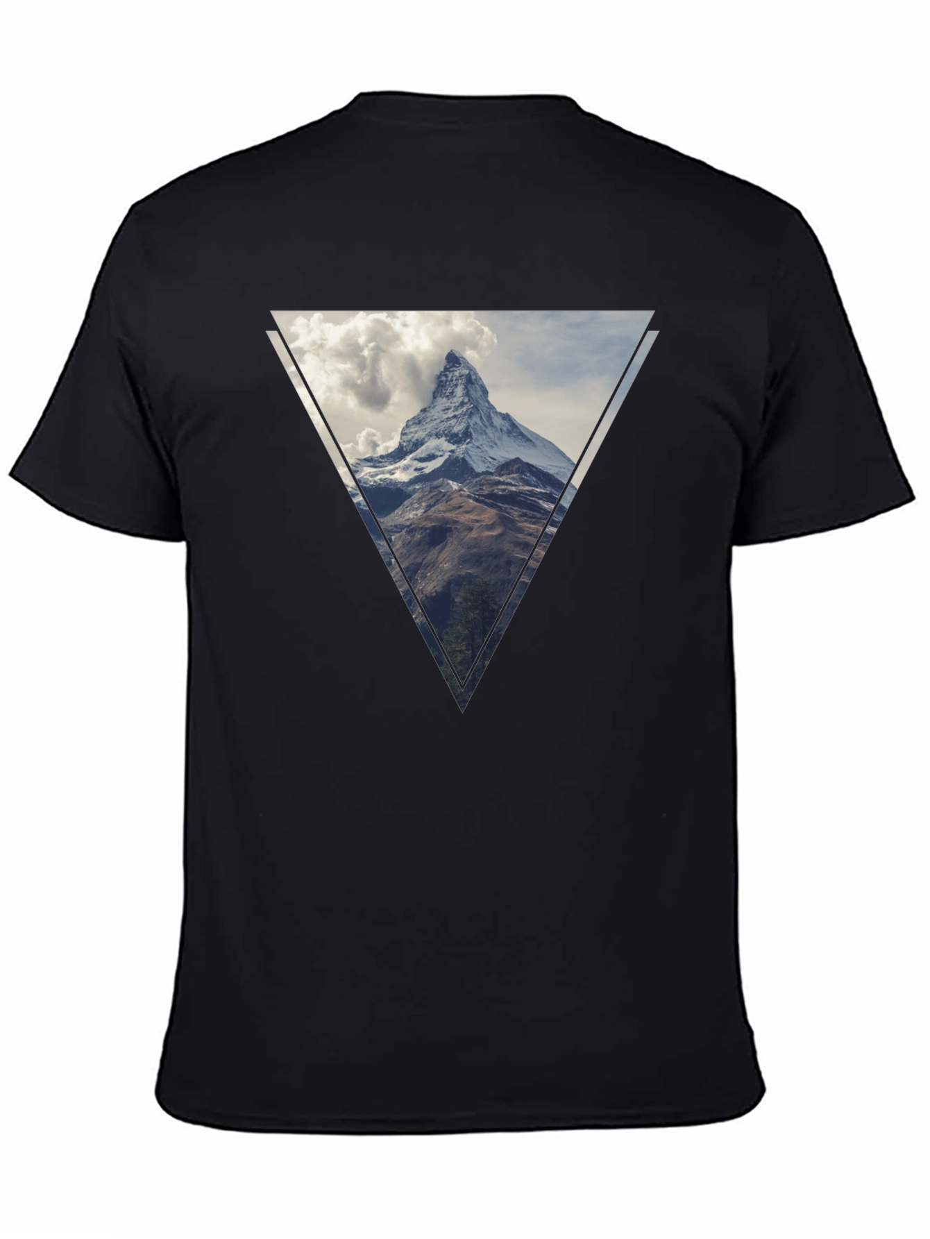 Mountain Peak Triangle Graphic Tee - Black