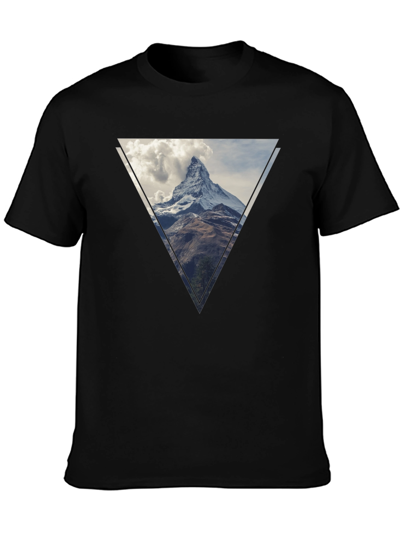 Mountain Peak Triangle Graphic Tee - Black