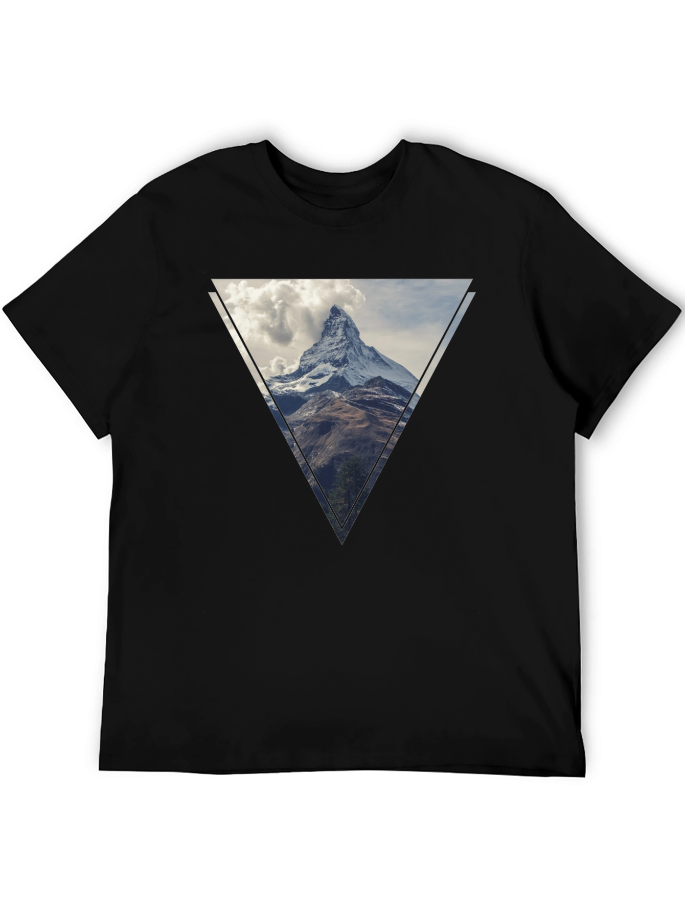 Mountain Peak Triangle Graphic Tee - Black