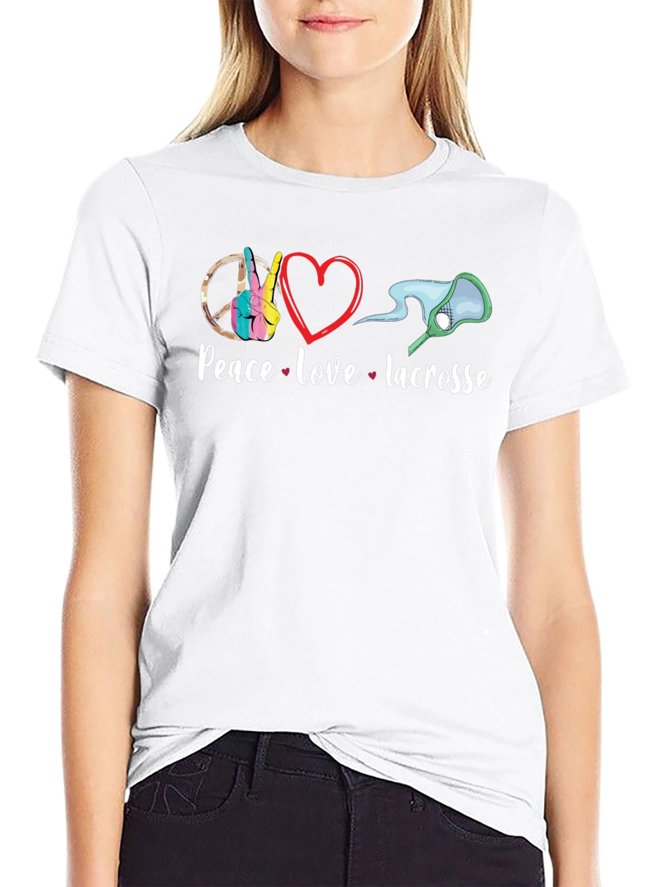 Peace Love Lacrosse Graphic T-Shirt