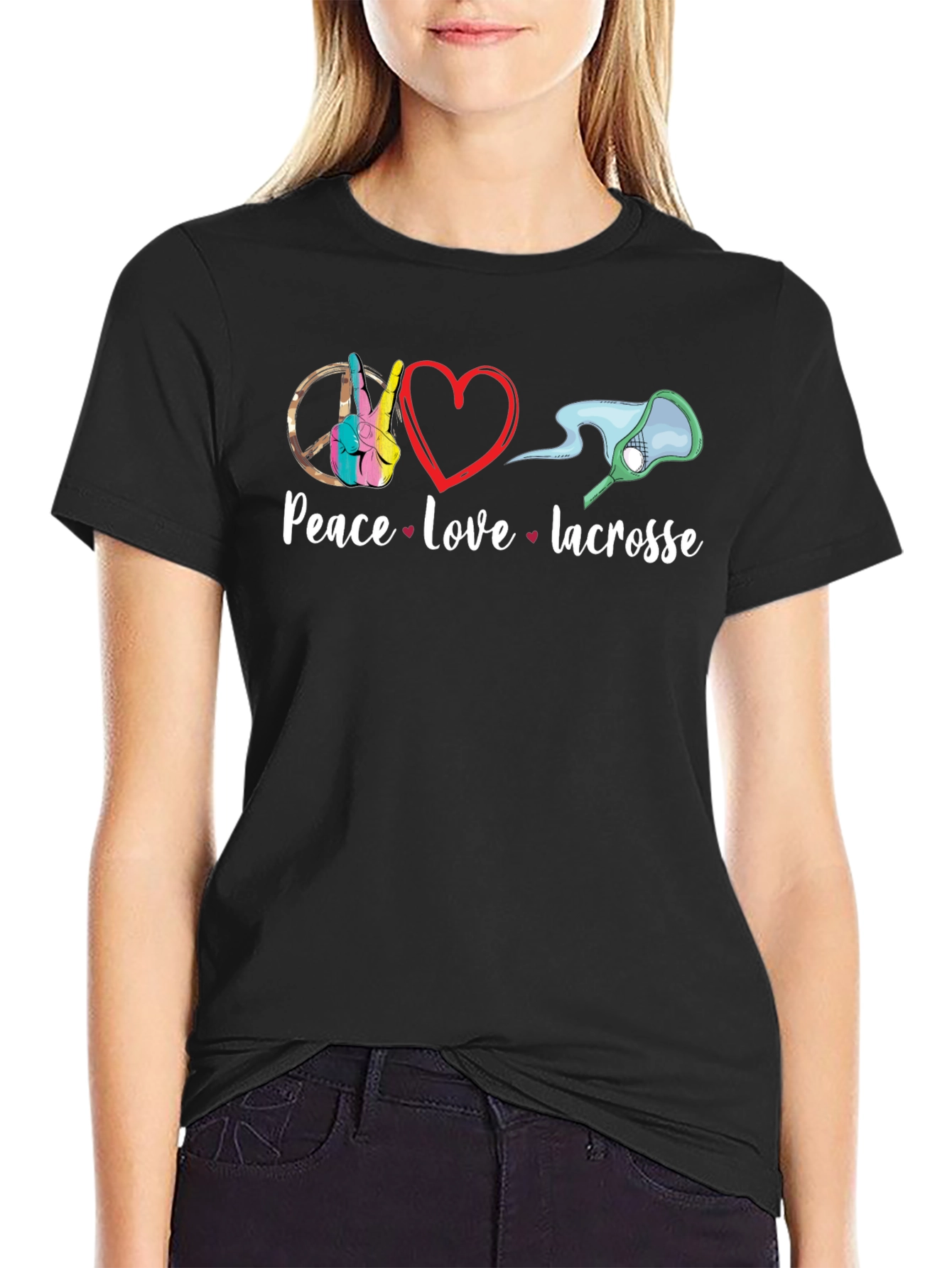 Peace Love Lacrosse Graphic T-Shirt