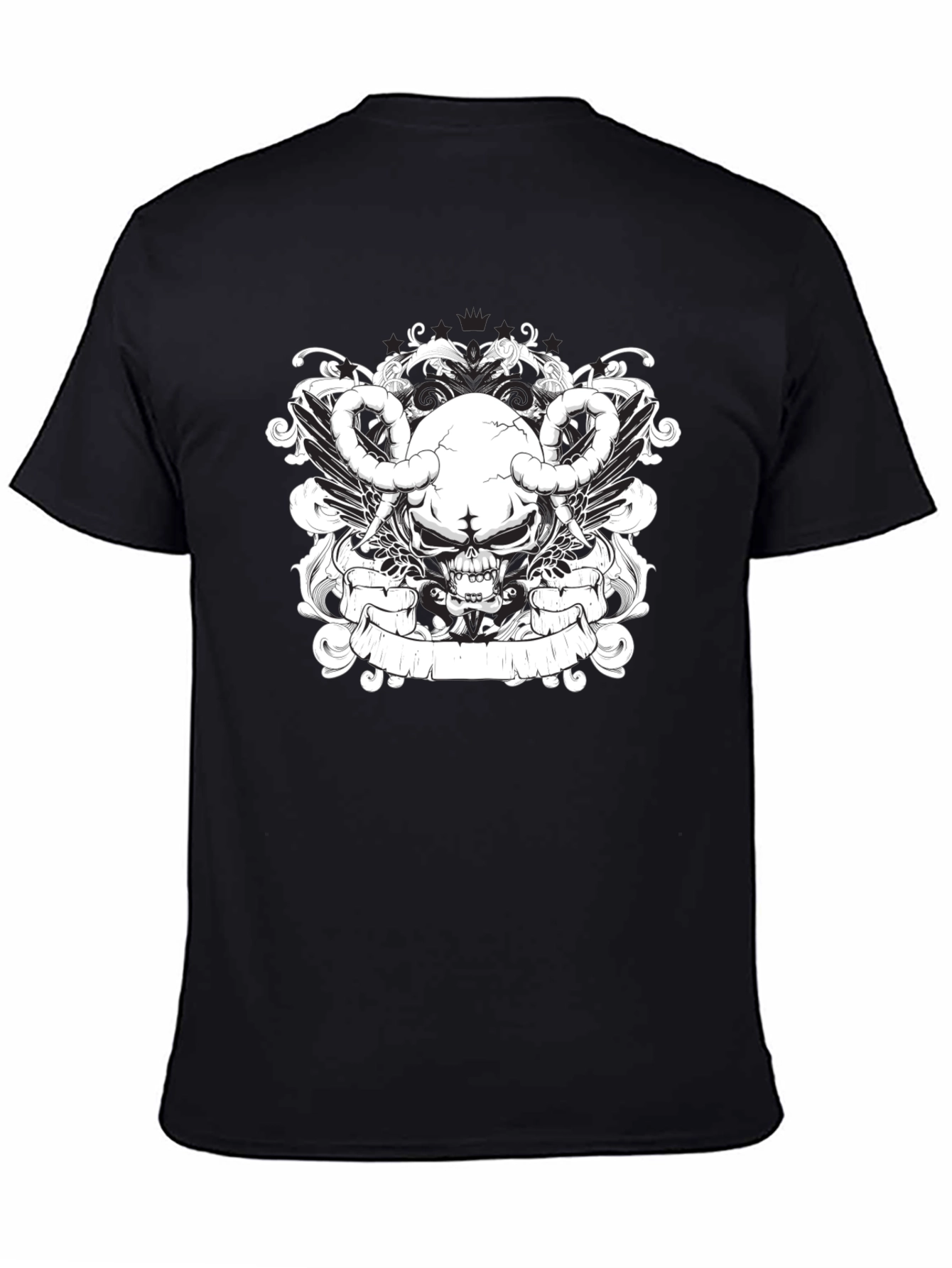 Skull & Wings Graphic Tee - Black Cotton T-Shirt