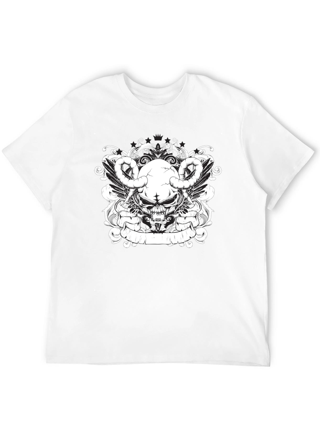 Skull & Wings Graphic Tee - Black Cotton T-Shirt