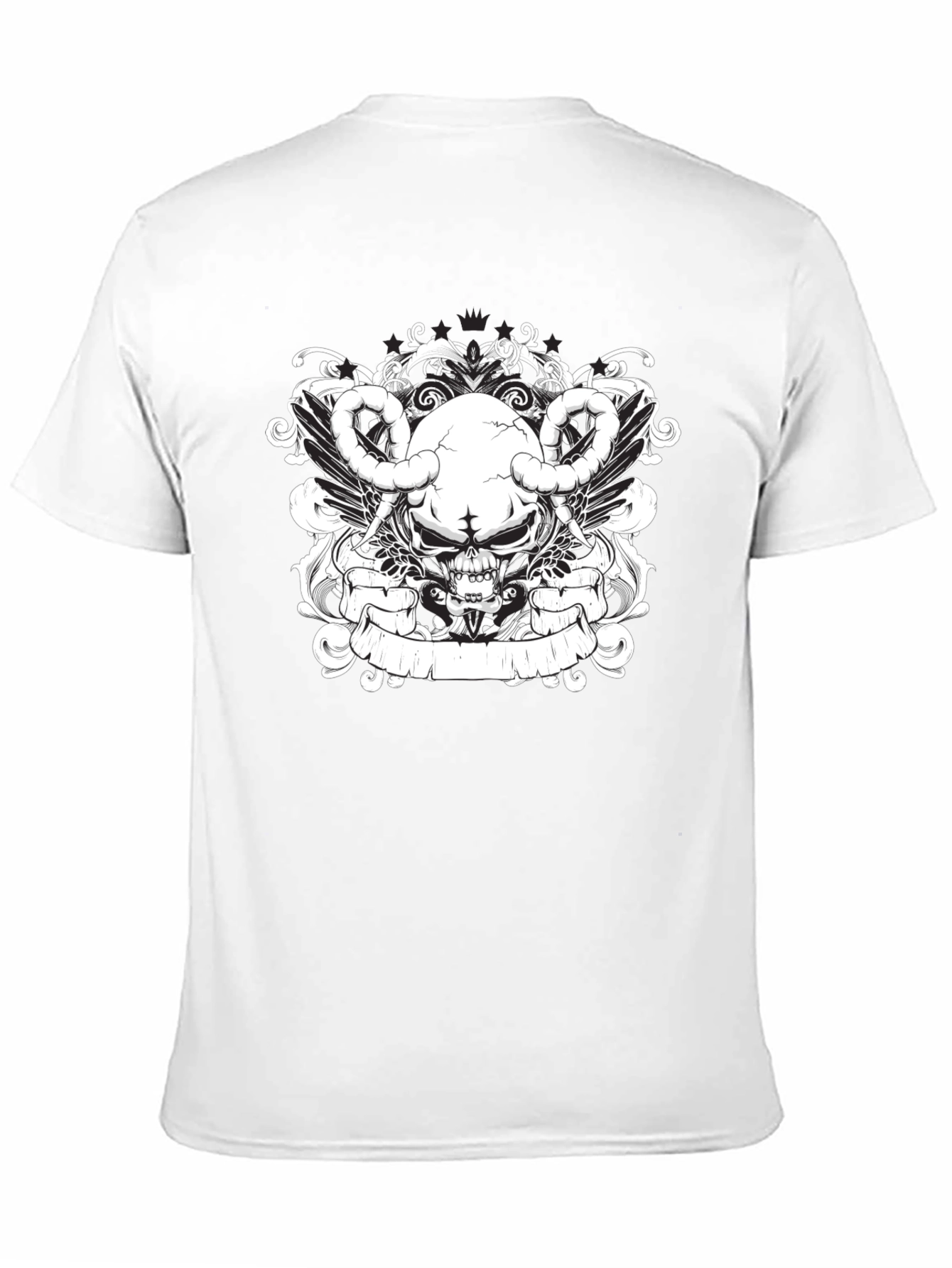 Skull & Wings Graphic Tee - Black Cotton T-Shirt