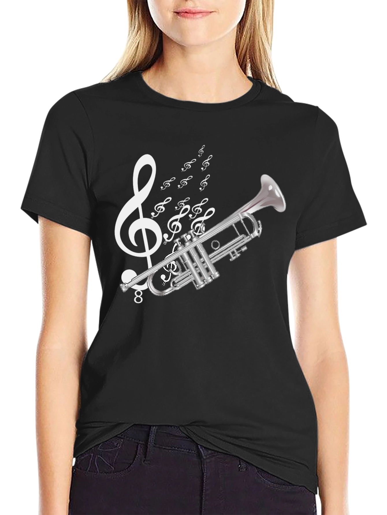 Music Trumpet T-Shirt - Black Cotton Tee