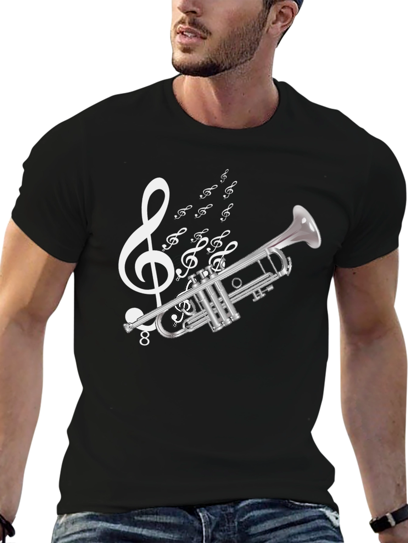 Music Trumpet T-Shirt - Black Cotton Tee