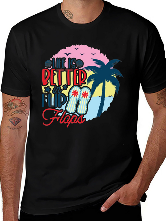 Life is Better in Flip Flops Graphic Tee - Black