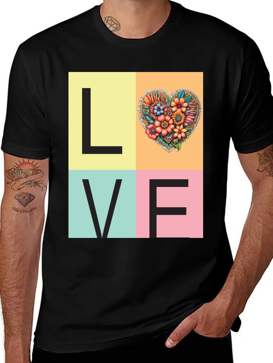 Love Floral Heart Graphic Tee - Trendy Casual Shirt