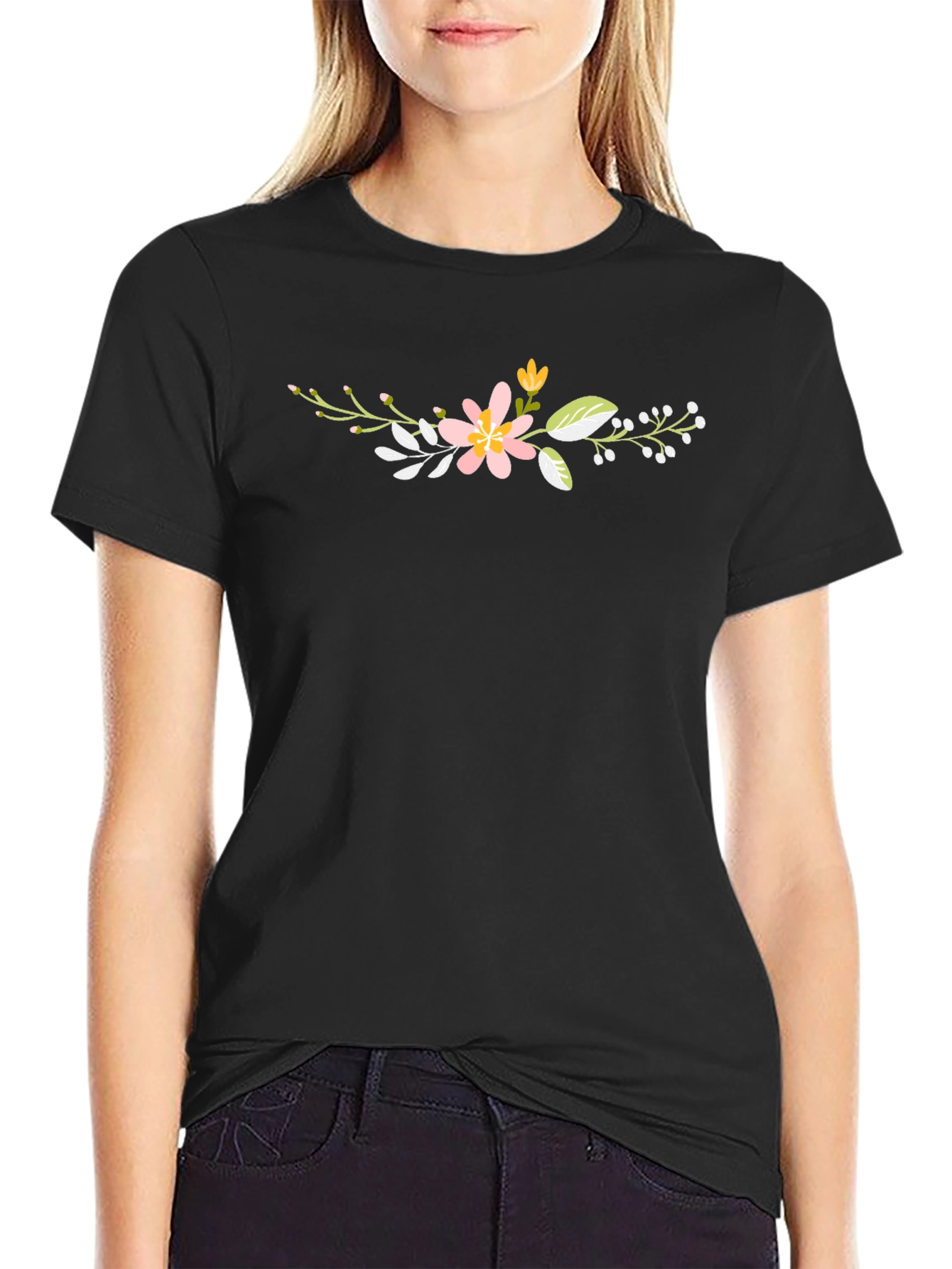 Floral Graphic Print Tee - Soft Cotton Blend